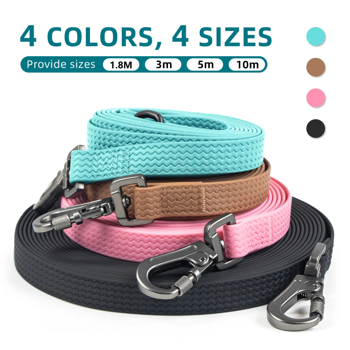 1.8M 3M 5M 10M PVC Dog Leash Large Dog Medium Non-Slip Waterproof and Easy to Clean Running Dog Training Leash Long Strong