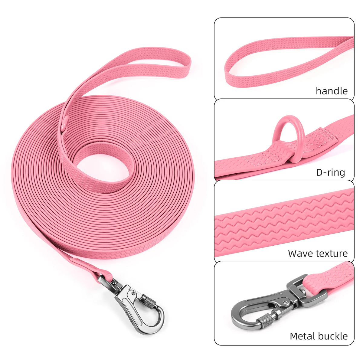 1.8M 3M 5M 10M PVC Dog Leash Large Dog Medium Non-Slip Waterproof and Easy to Clean Running Dog Training Leash Long Strong
